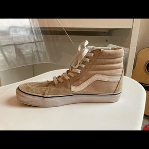 Extremely light pink/tan high top part suede vans